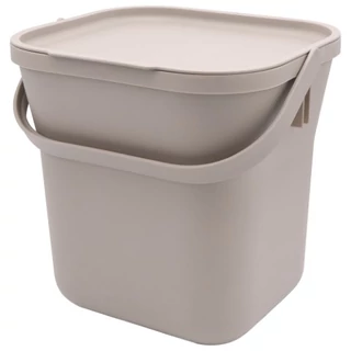 Konyhai komposztáló vödör 8 l, PP, szürkésbarna színben H24,6x25,4x21,9 cm