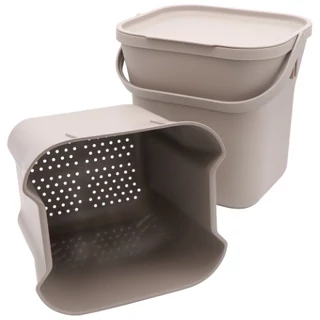 Konyhai komposztáló vödör 8 l, PP, szürkésbarna színben H24,6x25,4x21,9 cm