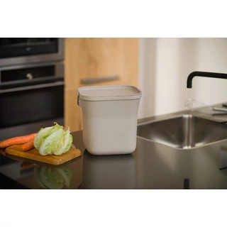 Konyhai komposztáló vödör 8 l, PP, szürkésbarna színben H24,6x25,4x21,9 cm