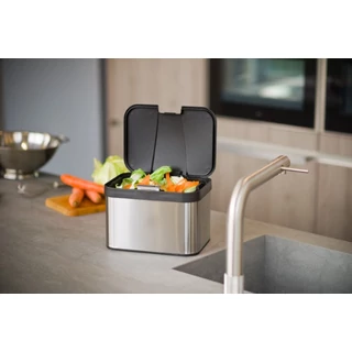 Konyhai komposztáló vödör rozsdamentes acél, 4,3 l, H17x25,3x18,8 cm