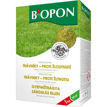 Biopon gyep sárgulás elleni növénytáp 1 kg 12 db/karton