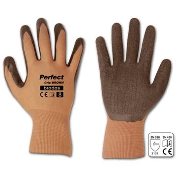 Kesztyű  RWPGBR10 PERFECT GRIP BROWN latex 10" 24db/kart.