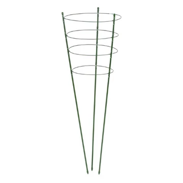 Virágtámasz, műanyaggal bevont fém, zöld, 60cmx7mm +3db gyűrű, átm.18-20-22cm /6db/karton