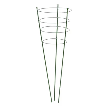 Virágtámasz, műanyaggal bevont fém, zöld, 90cm x 7mm+4db gyűrű átm.29,5-28-27-22cm /6db/karton