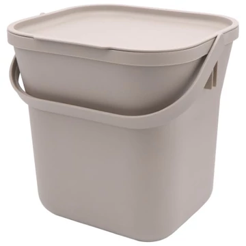 Konyhai komposztáló vödör 8 l, PP, szürkésbarna színben H24,6x25,4x21,9 cm