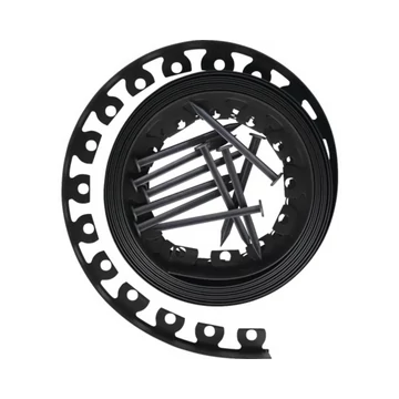 Kerti ágyásszegély szett flex grafitszürke 3,8 cm x 10 m 20 db leszúrótüskével
