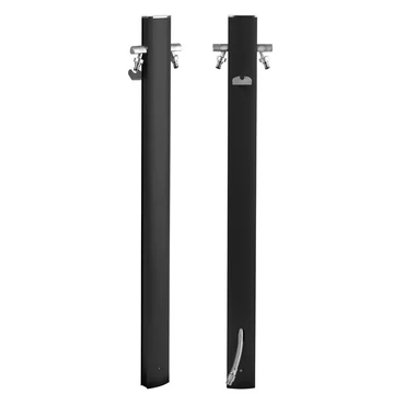 Colortap Kerti kút TOTEM 407 - Matt fekete, 2 db csappal, flexibilis bekötőcsővel, tömlőtartóval