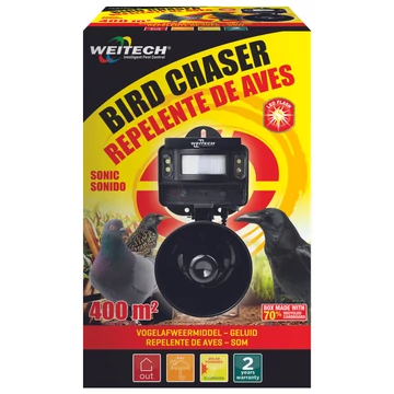 Weitech solar ultrahangos kültéri madárriasztó /400 m2- alkonyérzékelő IP44 / Wk0108 utódterméke/, 6 db/karton