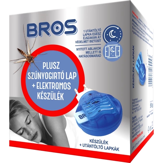 Bros Elektromos szúnyogirtó készülék + 10 db lapka / 12 db/karton