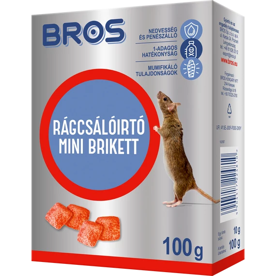 Bros Paraffinos rágcsálóirtó mini brikett 100 gr 12 db/karton