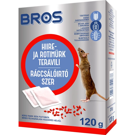 Bros rágcsálóirtó szer 120g gabonaszemes 29 ppm 12db/krt