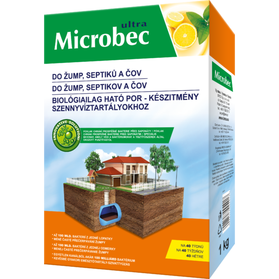 Bros Microbec -biológiailag ható por - készítmény szennyvíztartályokhoz 1kg (6 db/karton)