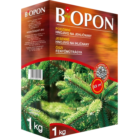 Biopon (őszi) tűlevelű, fenyő növénytáp 1 kg, 12 db/karton