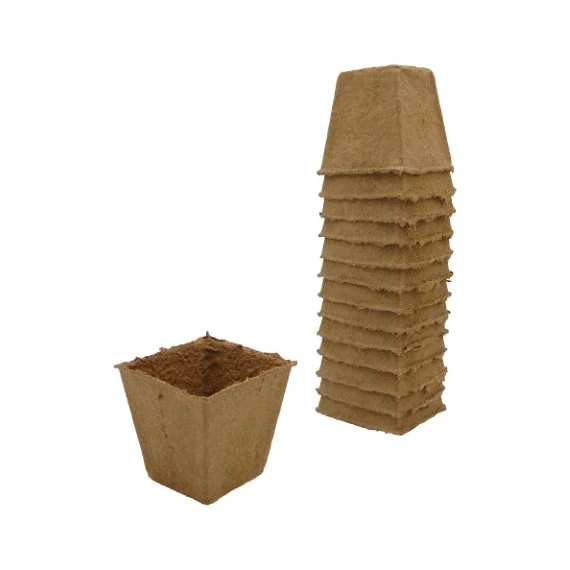 Biológiailag lebomló 100% farost cserép négyszet alakú- H8 x 8 x 8 cm - 14 x