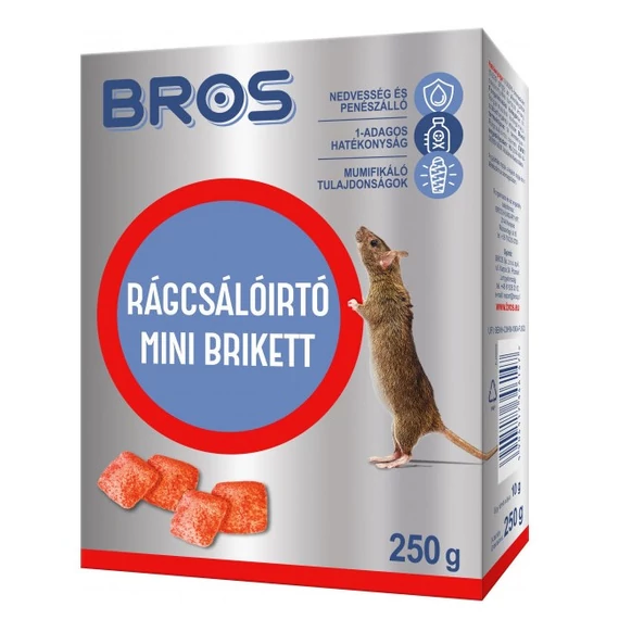 Bros Rágcsálóirtó paraffinos blokk 250g 29ppm 12db/krt