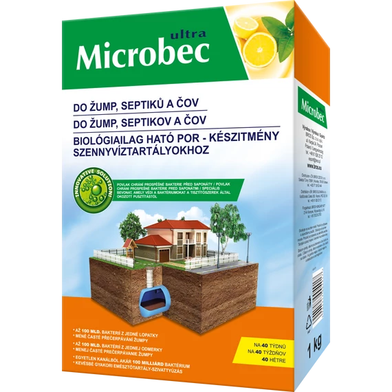 Bros Microbec -biológiailag ható por - készítmény szennyvíztartályokhoz 1kg (6 db/karton)