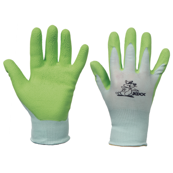 FUDGE gyerek kesztyű nylon latex tenyér zöld 4méret 12 pár/karton