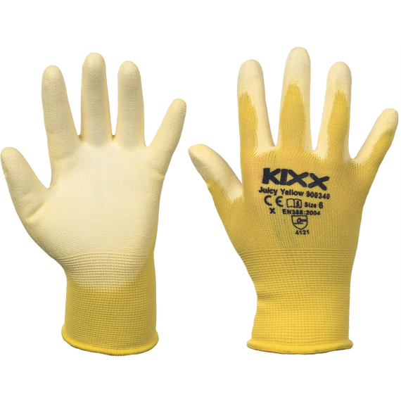 JUICY JELLOW kesztyű nylon PU sárga 8 méret12 pár/karton