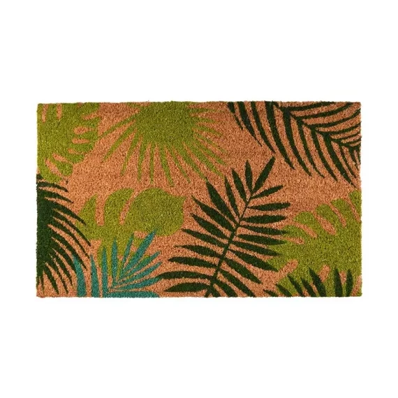 Kókuszrost lábtörlő trópusi levél mintás 75x45cm
