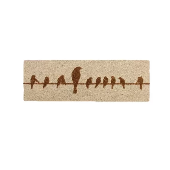 Kókuszrost lábtörlő világosbarna, madár mintás 75x25cm