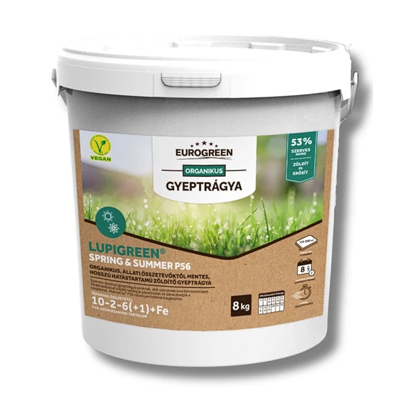 EUROGREEN Lupigreen Spring & Summer növényi eredetű szerves gyeptrágya P56 8 kg (100-160 m2)