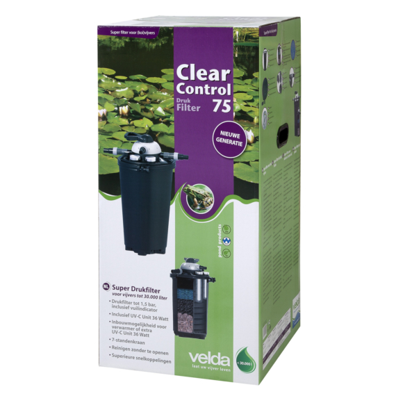 Velda Clear Control 75 nyomás alatti szűrőszett (CC75+UV-C36W+ HS 8 000 pumpa), 30 m3 vízhez