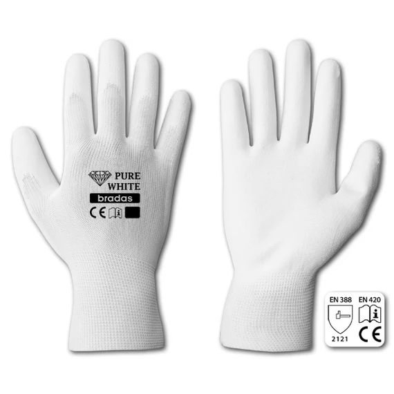 Kesztyű RWPWH8  PURE WHITE polyuretán 8" 24db/kart.