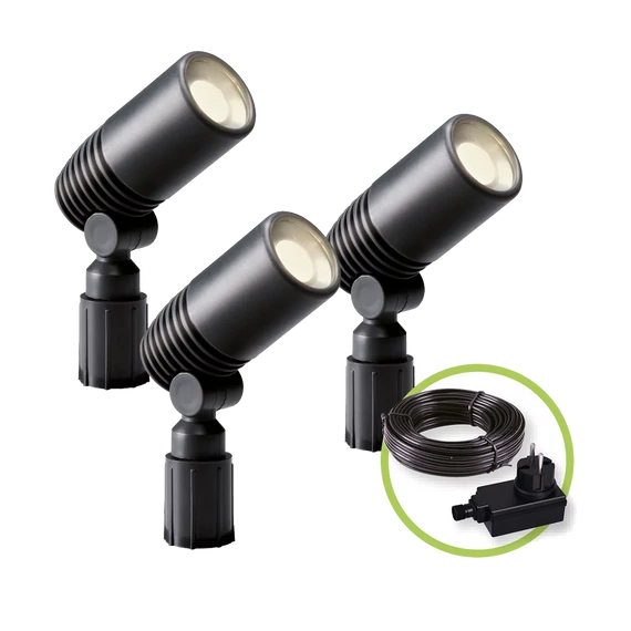 Garden Lights Alder szett, 3db spotlámpa spotlámpa antracit műanyag