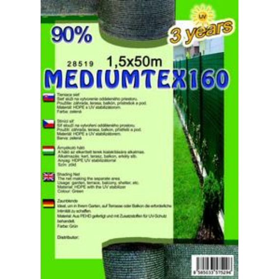 Árnyékoló háló MEDIUMTEX160 1,5x50m zöld 90%