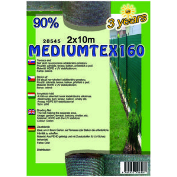 Árnyékoló háló MEDIUMTEX160 2x10m zöld 90%/6db-kart.