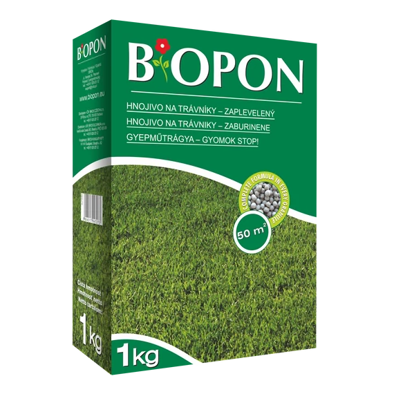 Biopon gyom stop gyepműtrágya 1 kg, 12 db/karton