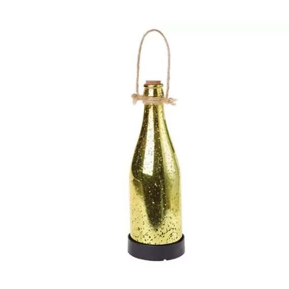Dekoráció, fólia hatású üveg, Led világítás magasság 25cm  x átmérő 7.8cm