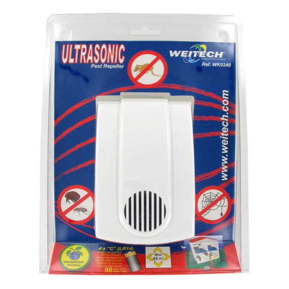 Weitech Ultrahangos kártevő riasztó 60 m2/ elemmel működik  6 db/karton