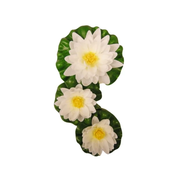 Ubbink selyemvirág, tavirózsa fehér szett 3db: 10/8/8cm