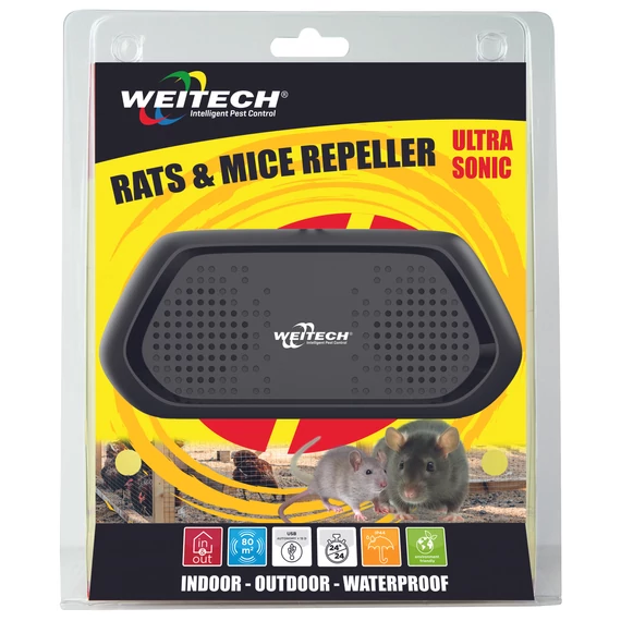 Weitech Ultrahangos patkány és egérriasztó IP44 kül és beltéri 6 db/karton