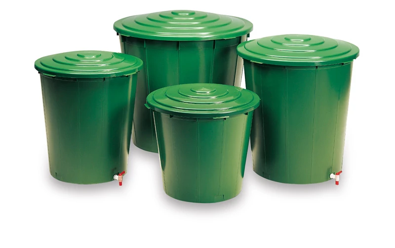 Esővízgyűjtő 500 literes kerek, tetővel és 3/4