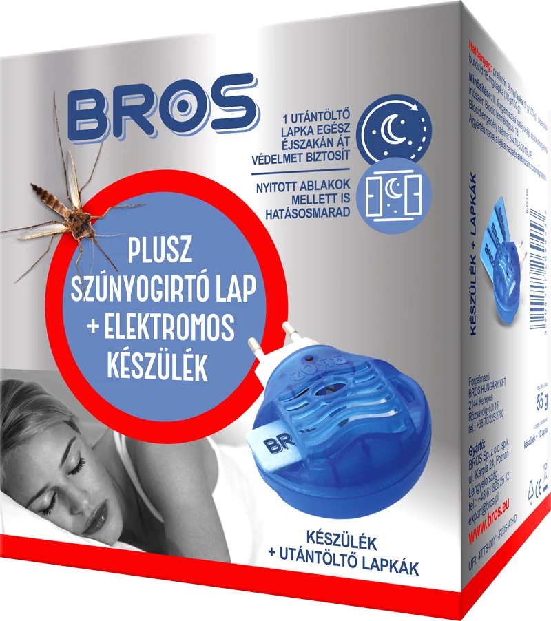 Bros Elektromos szúnyogirtó készülék + 10 db lapka / 12 db/karton