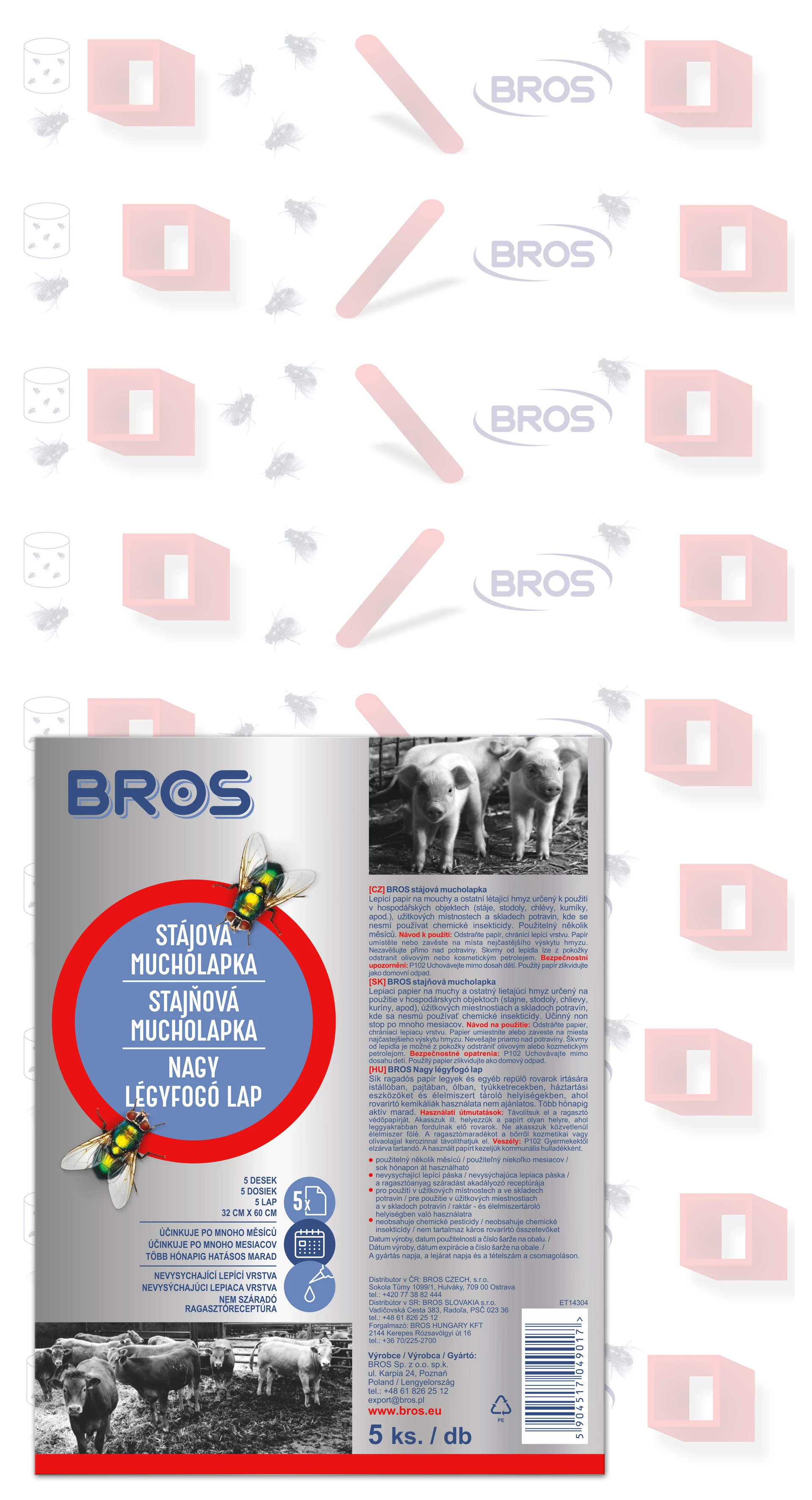 Bros Nagy légyfogó lap 32x 60cm 5 db/karton
