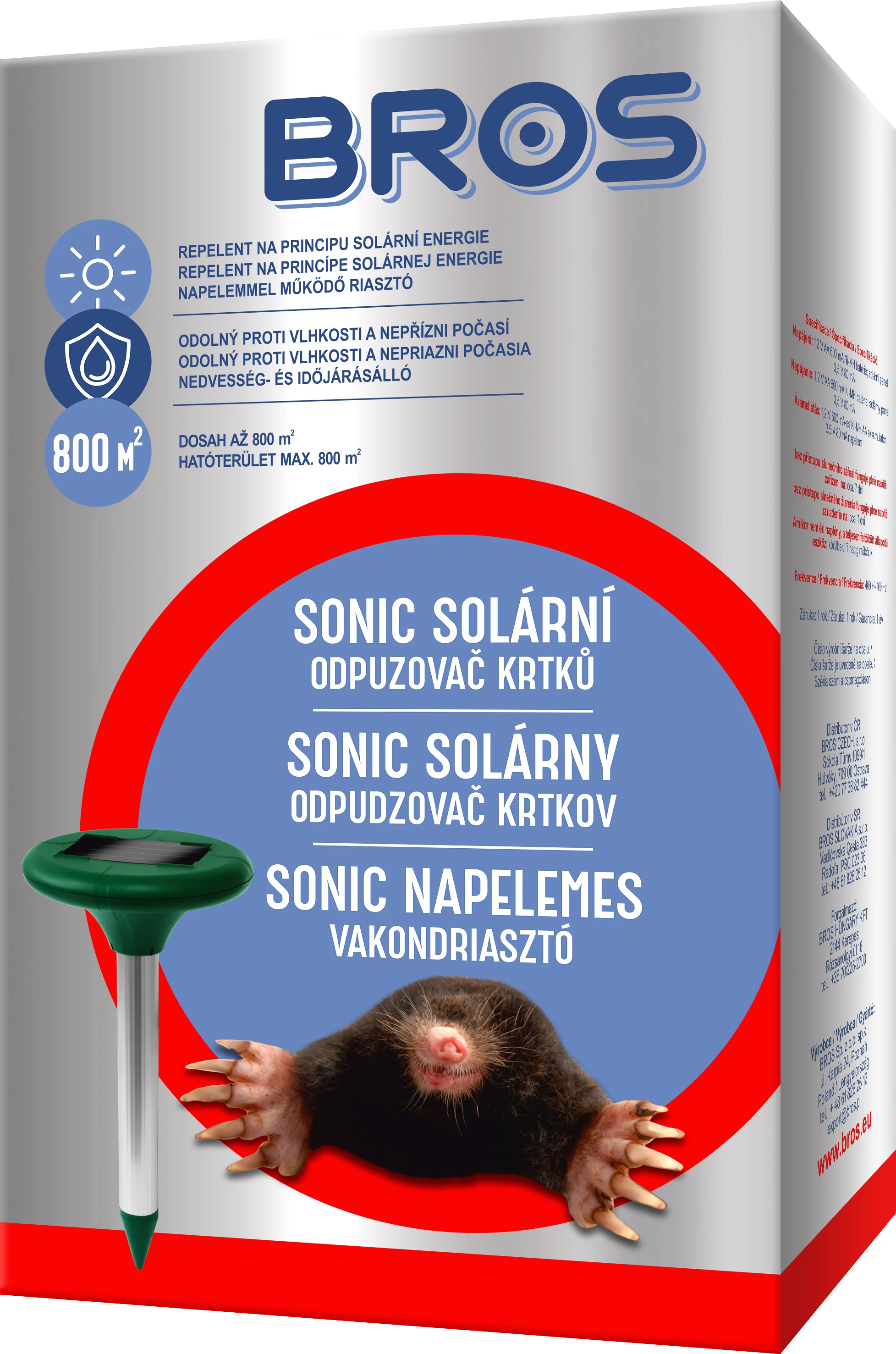 Bros Napelemes  üregi rágcsáló riasztó Sonic 6 db/karton
