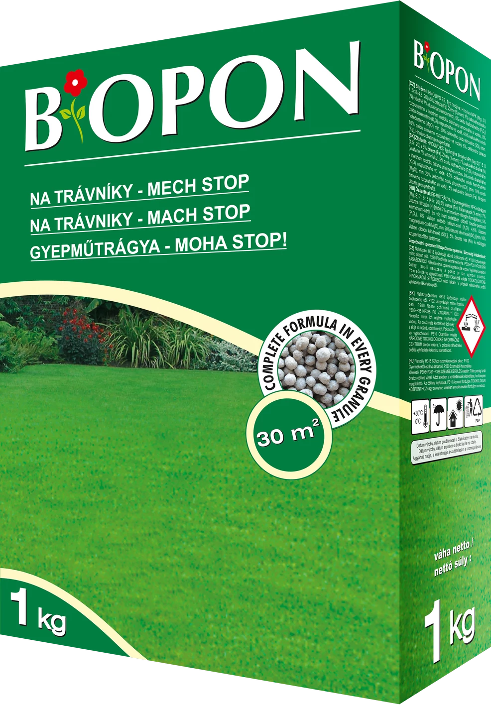 Biopon mohás gyep növénytáp 1 kg, 12 db/karton