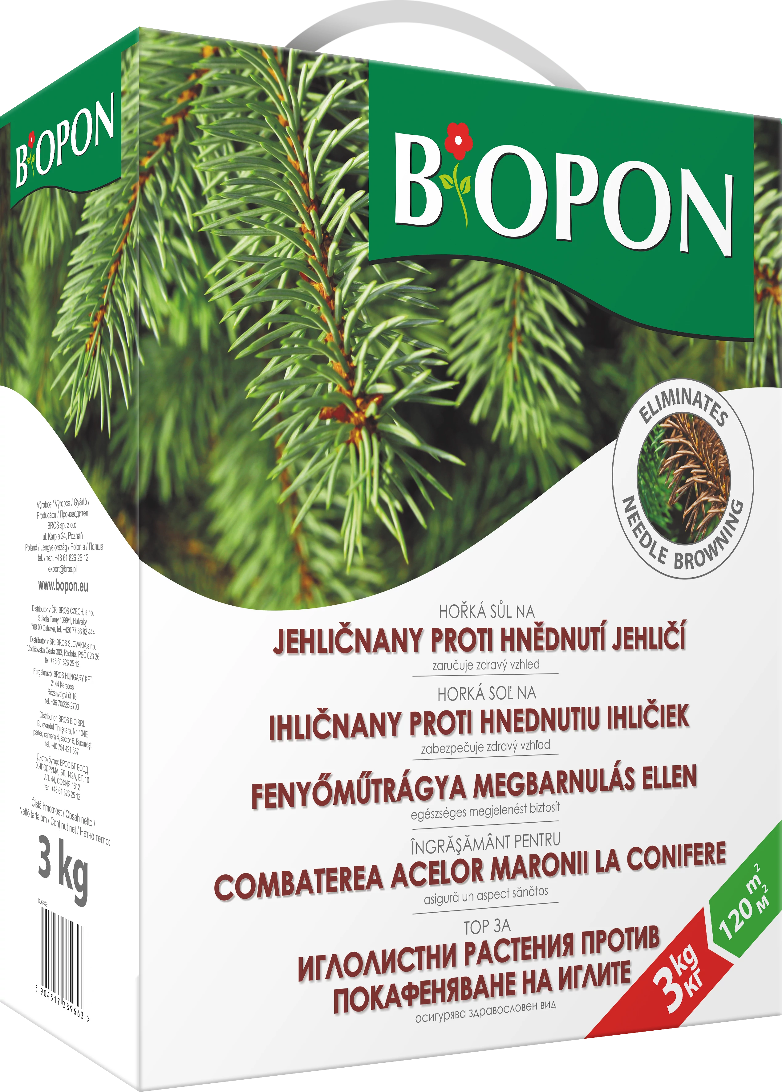 Biopon tűlevelű, fenyő barnulás elleni növénytáp 3 kg 