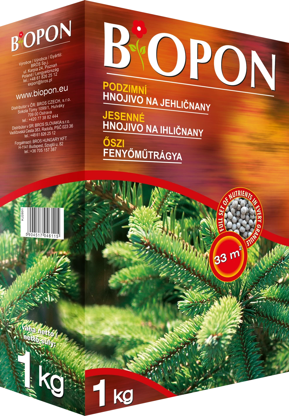 Biopon (őszi) tűlevelű, fenyő növénytáp 1 kg, 12 db/karton
