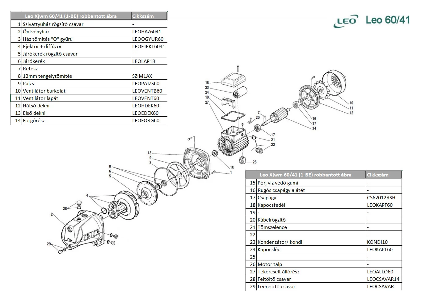 LEO ND XJWM/1-BE 60/41  Pump body O-gyűrű