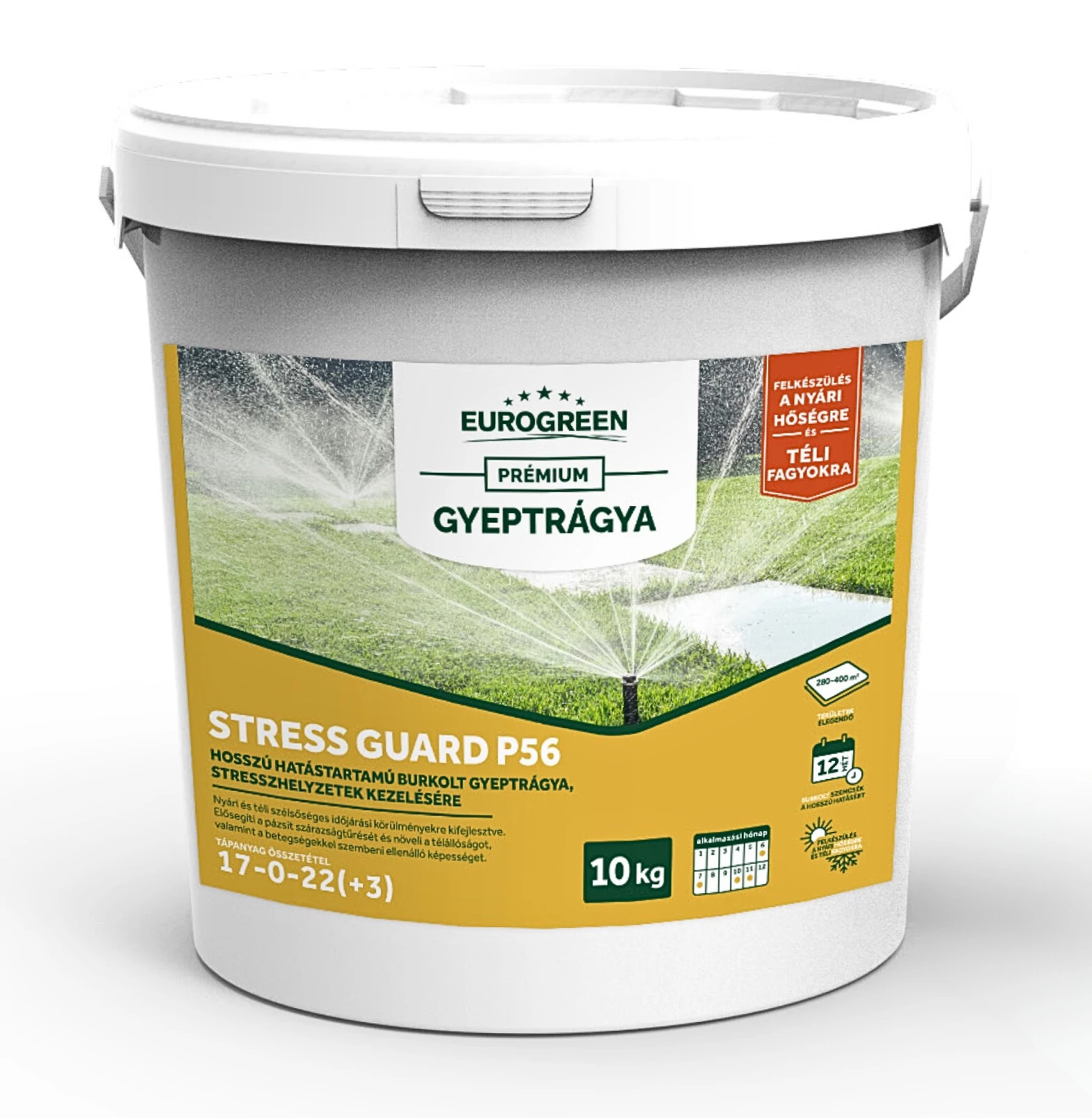 EUROGREEN Stress Guard stresszkezelő gyeptrágya P56 10 kg (250-400m2)