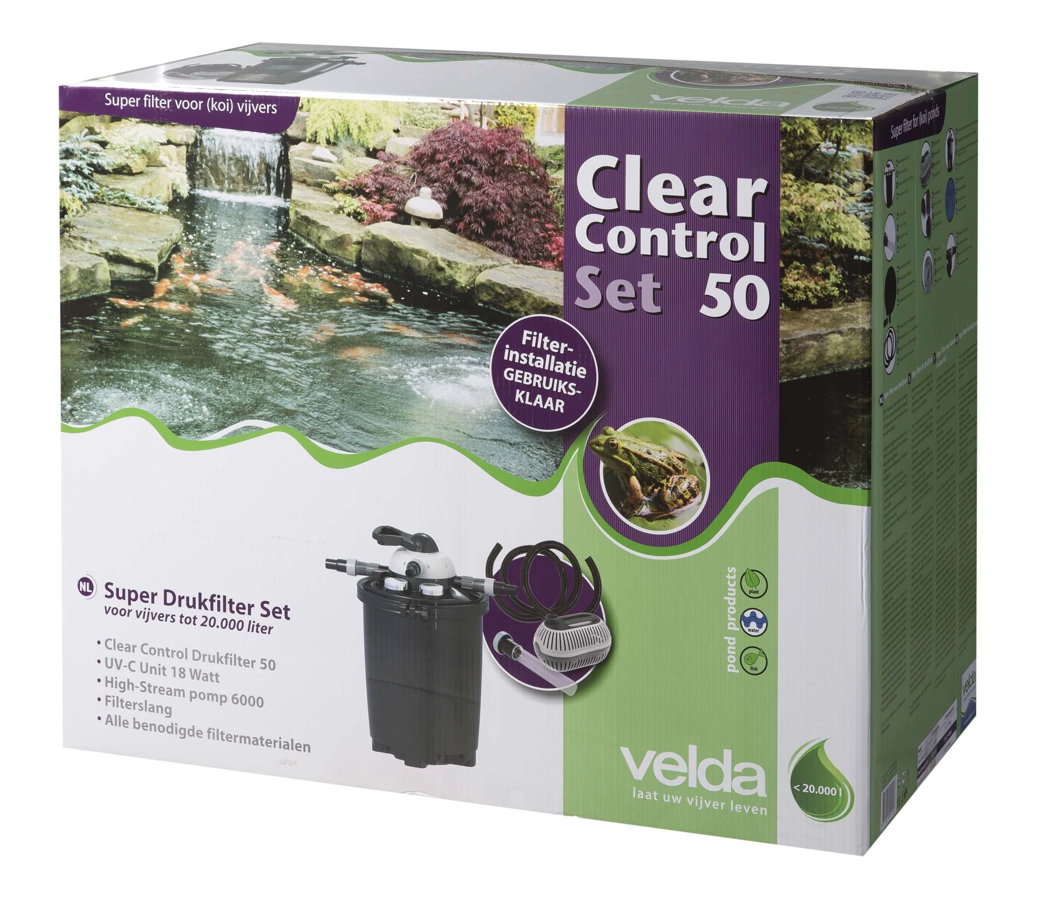 Velda Clear Control 50 nyomás alatti szűrő szett (CC50+UV-C18W+HS 6 000 pumpa) 20 m3 vízhez