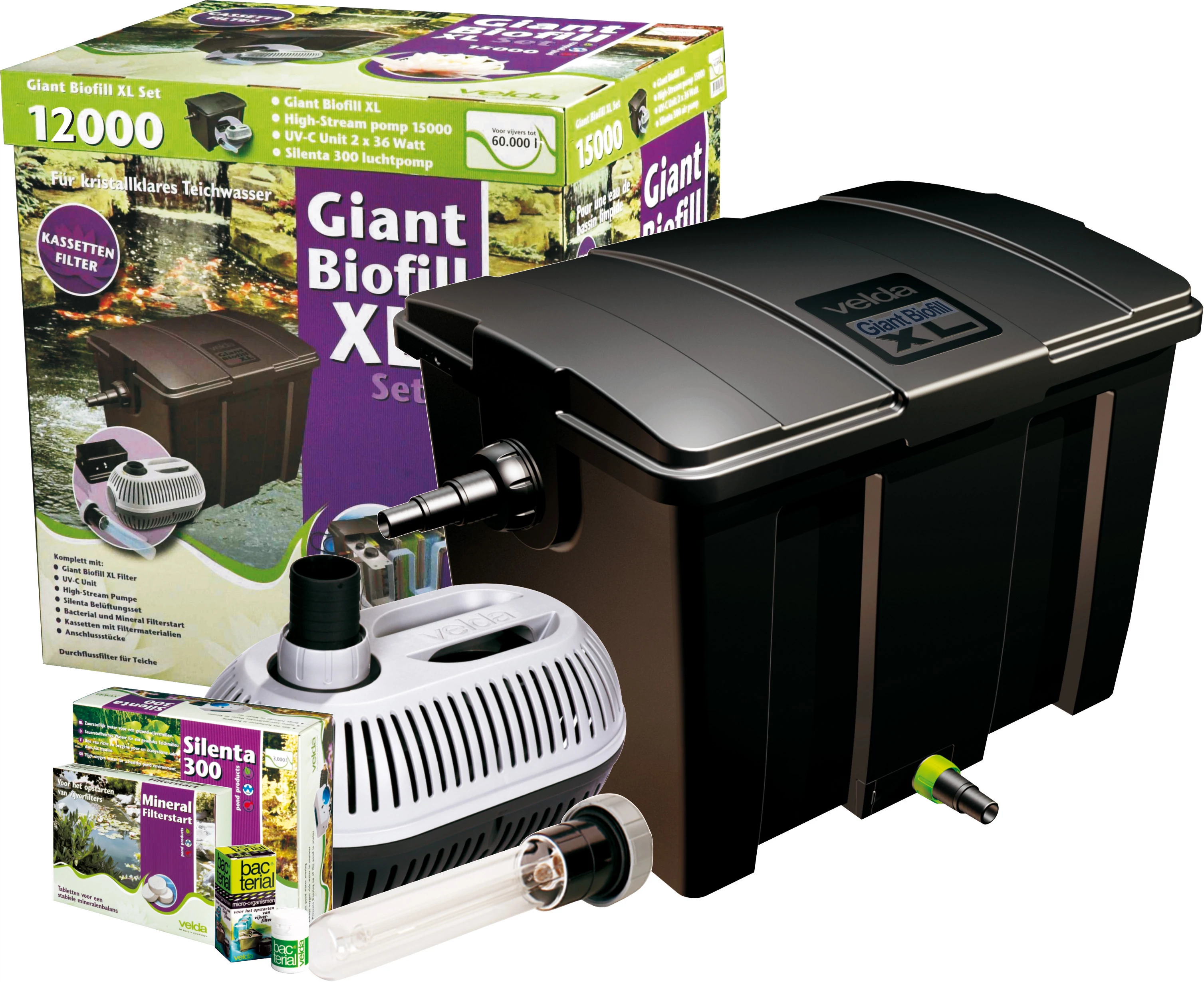 Velda Giant Biofill XL szett 40000, 40 m3 vízhez (36 W UV-C, 12000 l/H High-Stream)