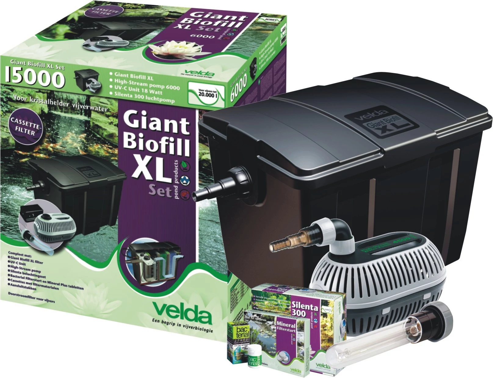 Velda Giant Biofill XL szett 60000, 60 m3 vízhez (2 x 36  W UV-C, 15000 l/H High-Stream)