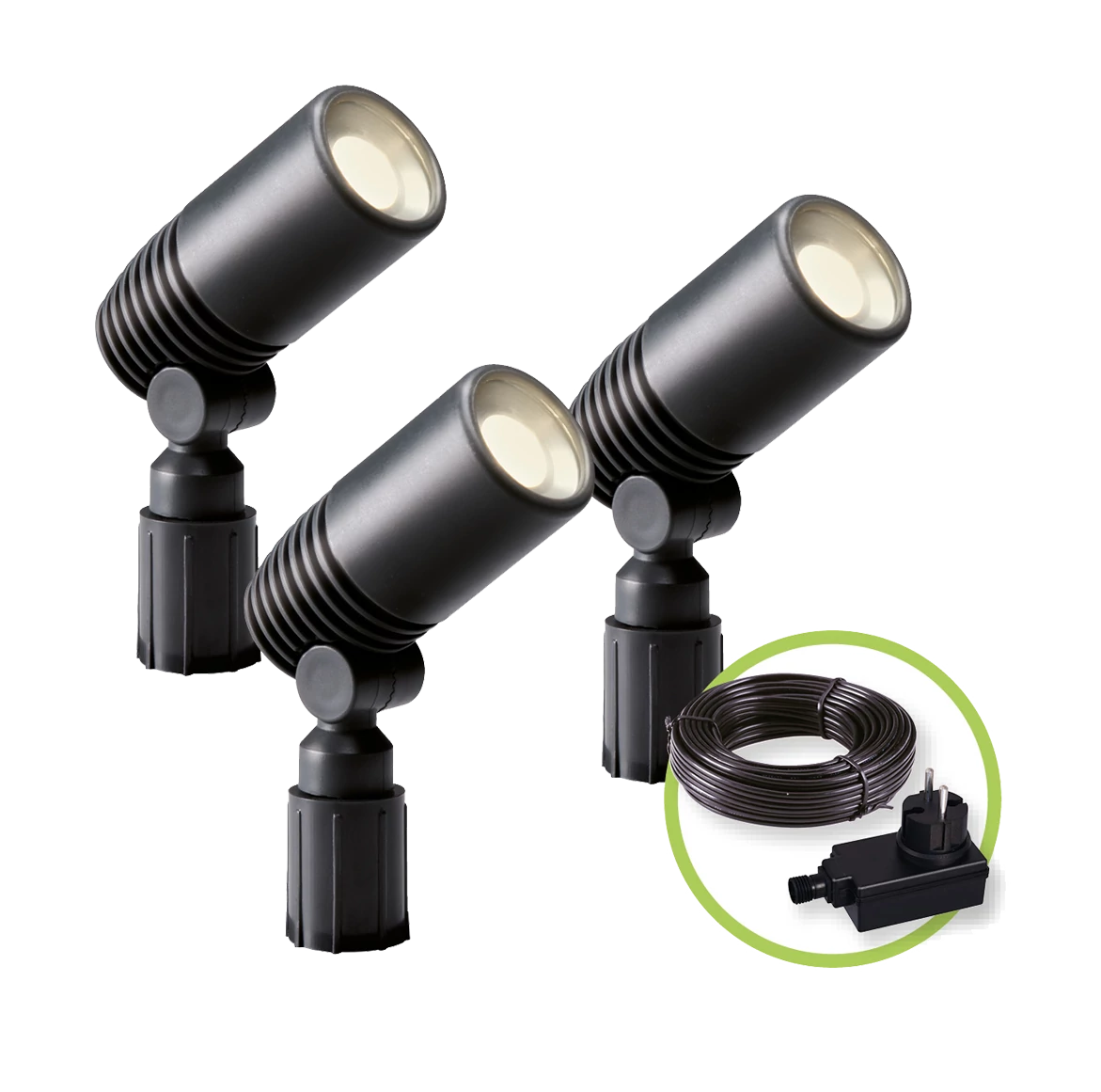 Garden Lights Alder szett, 3db spotlámpa spotlámpa antracit műanyag