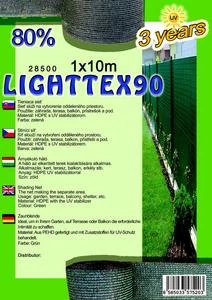 Árnyékoló háló LIGHTTEX90 1x10m zöld 80%/6db-kart.