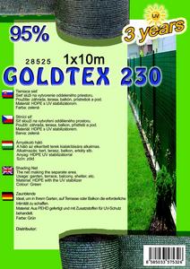 Árnyékoló háló GOLDTEX230 1x10m zöld 95%/6db-kart.